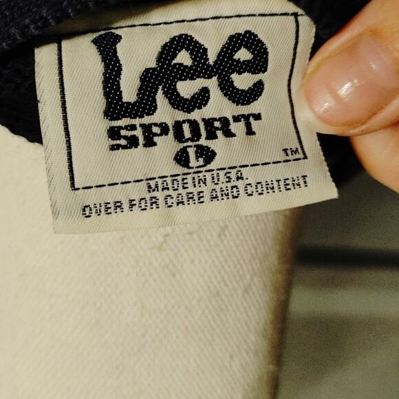 Vintage LEE Sport Women's Sweater Cardigan Large Navy Blue PTRA Safety First - Picture 5 of 6